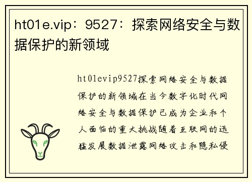 ht01e.vip：9527：探索网络安全与数据保护的新领域